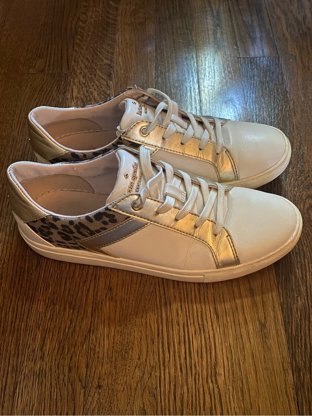 Kate Spade Womens Sz 8 Dash Cream/Gold Leopard Print Sneakers Casual Shoes 8B